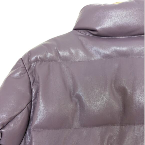 Aritzia Wilfred Free Reverie Purple Faux Leather Vista Puffer Jacket Size S - Picture 4 of 10